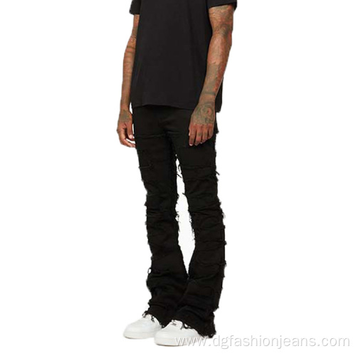 Black Custom Vintage Wash Stacked Jeans Men